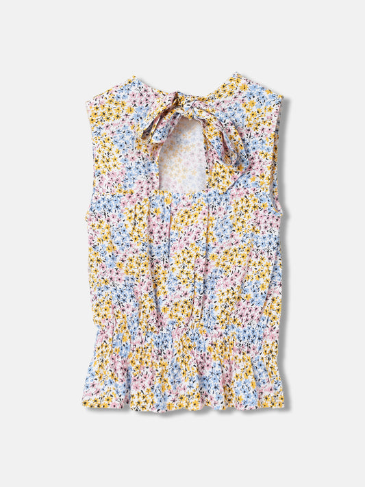 Blue Giraffe Girls Multi Printed Round Neck Sleeveless Top