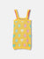 Blue Giraffe Girls Yellow Printed Shoulder Straps Sleeveless Dress