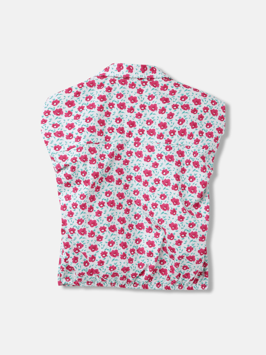 Blue Giraffe Girls Multi Printed Shirt Collar Sleeveless Top