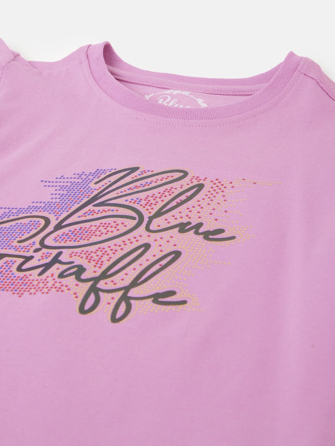 Blue Giraffe Girls Purple Solid Round Neck Short Sleeves T-Shirt