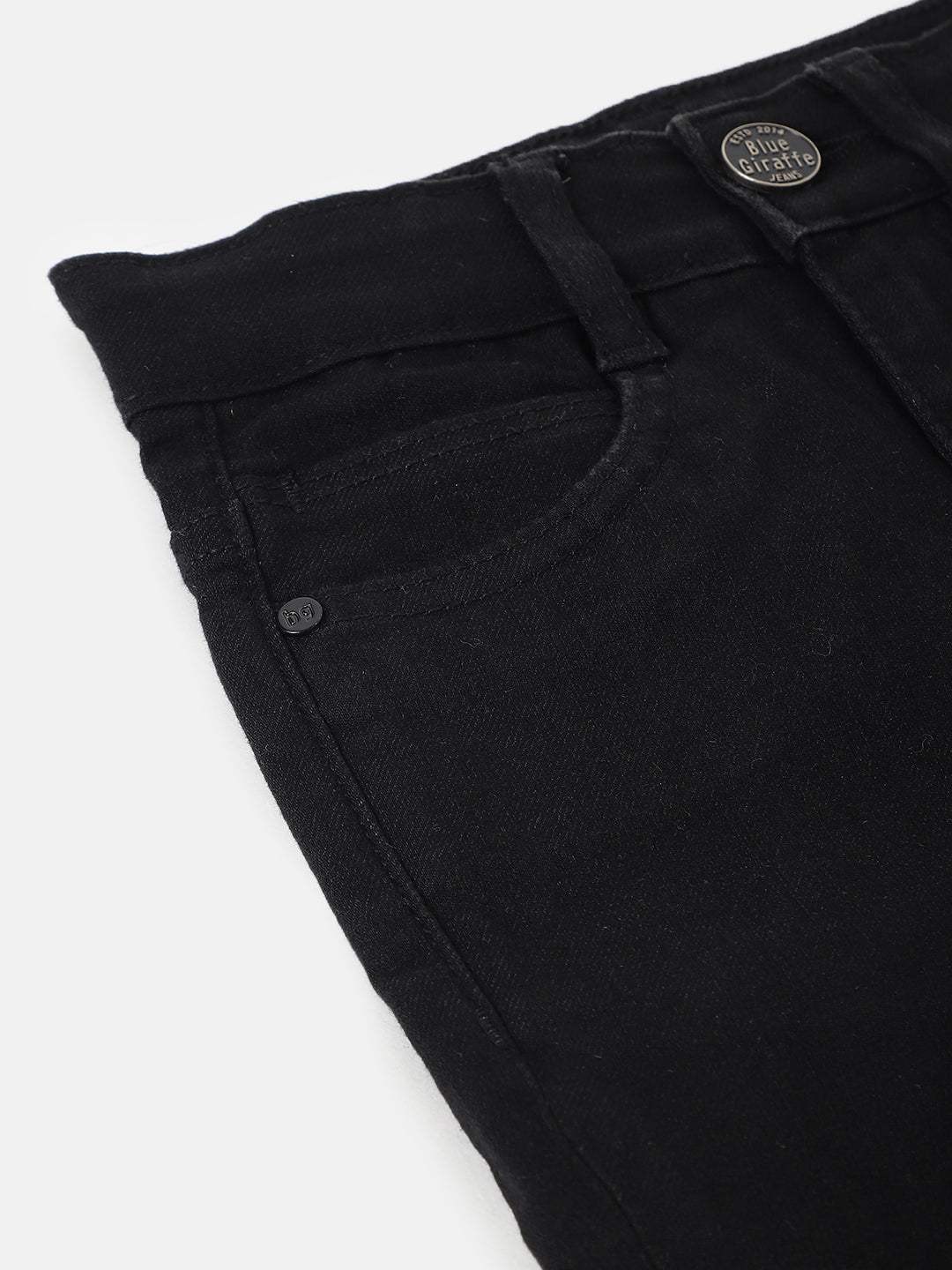 Blue Giraffe Boys Black Solid Slim Fit Jeans