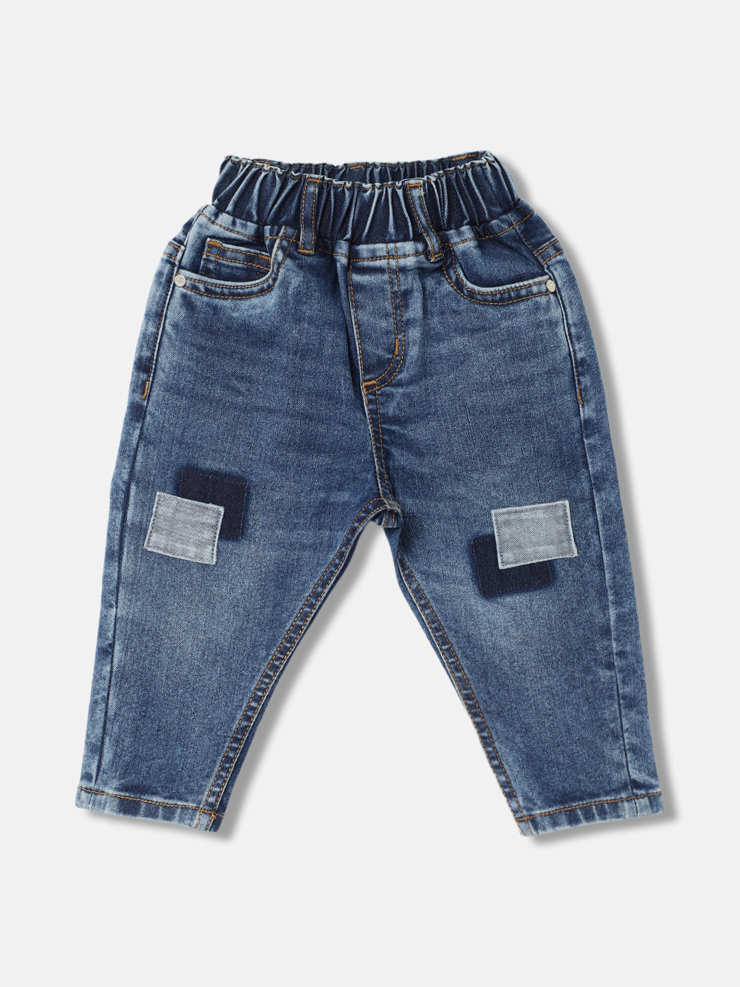 Blue Giraffe Boys Blue Solid Relaxed Fit Jeans