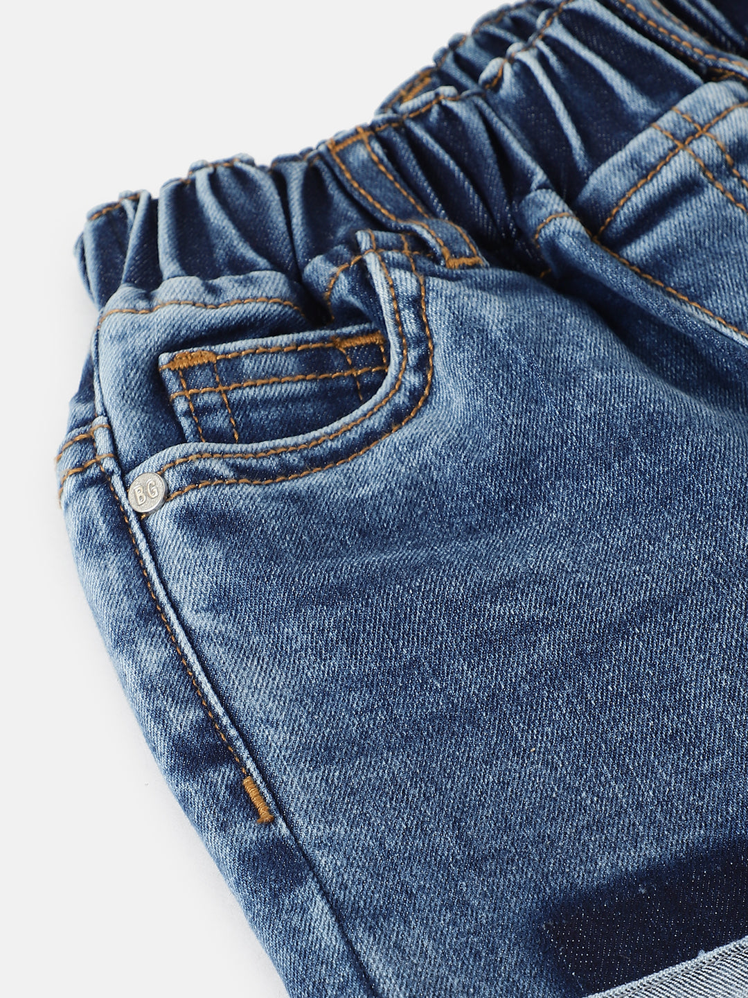 Blue Giraffe Boys Blue Solid Relaxed Fit Jeans