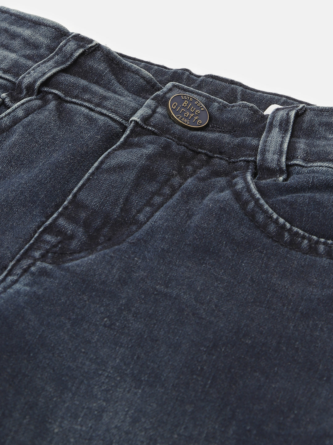 Blue Giraffe Boys Blue Solid Straight Fit Jeans