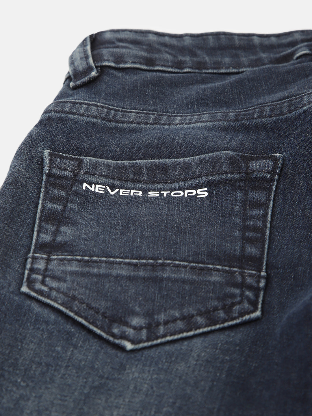 Blue Giraffe Boys Blue Solid Straight Fit Jeans