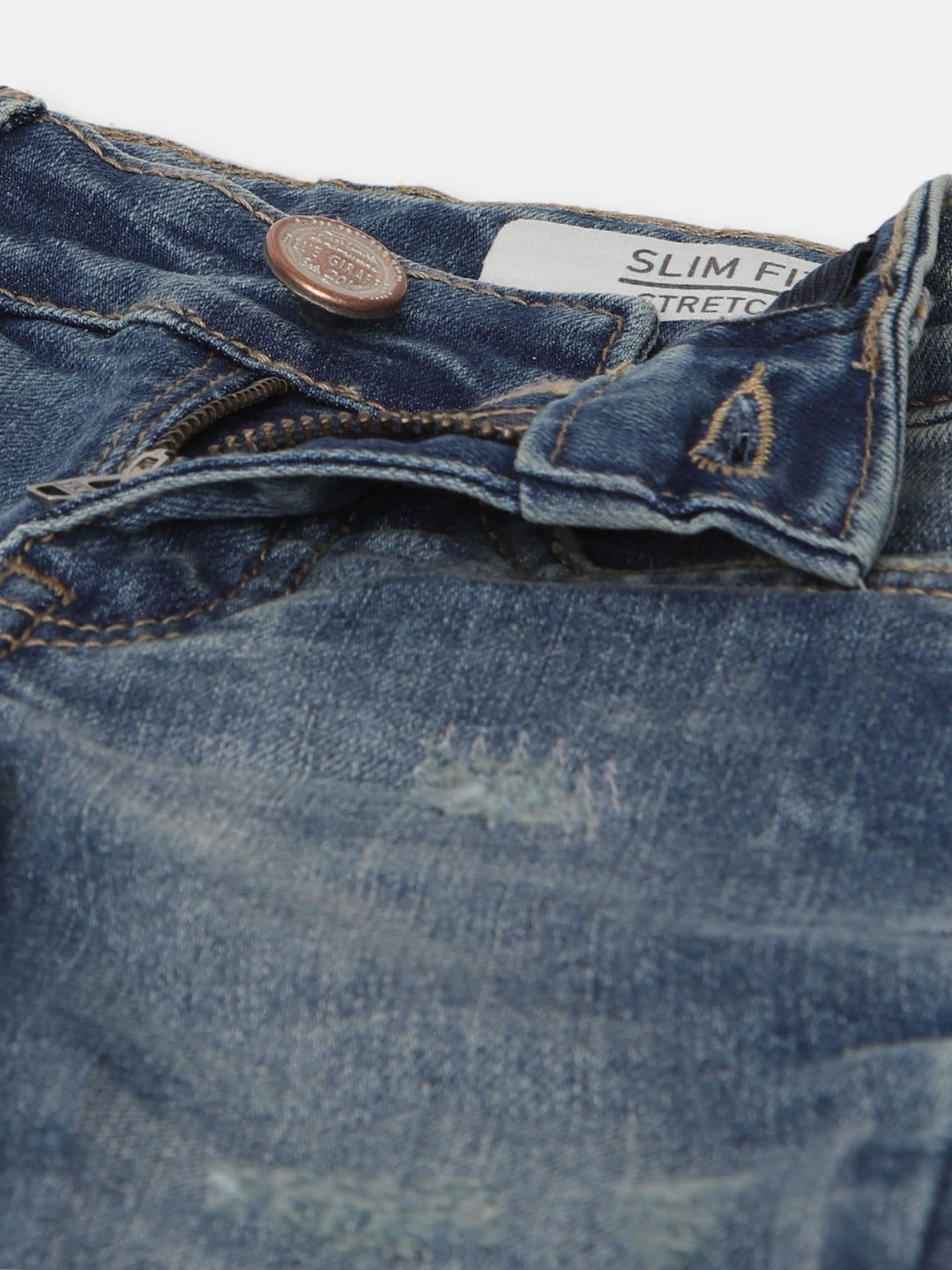 Blue Giraffe Boys Blue Solid Slim Fit Jeans