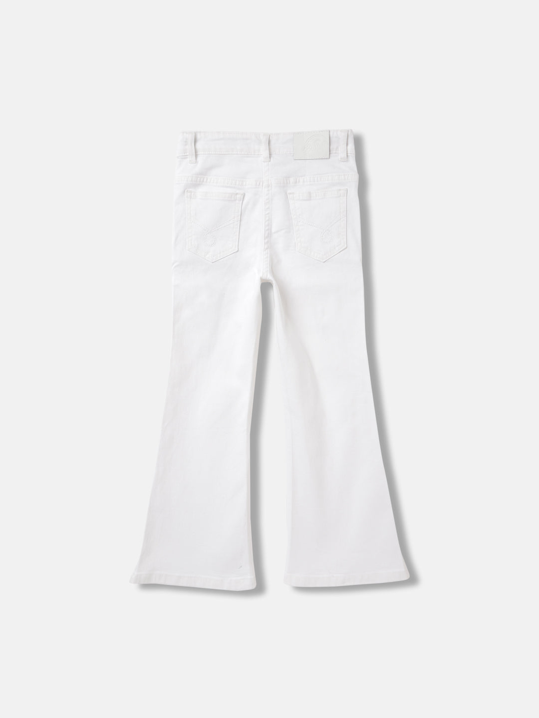 Blue Giraffe Girls White Solid Bootcut Jeans