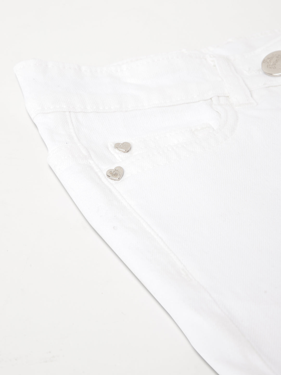 Blue Giraffe Girls White Solid Bootcut Jeans