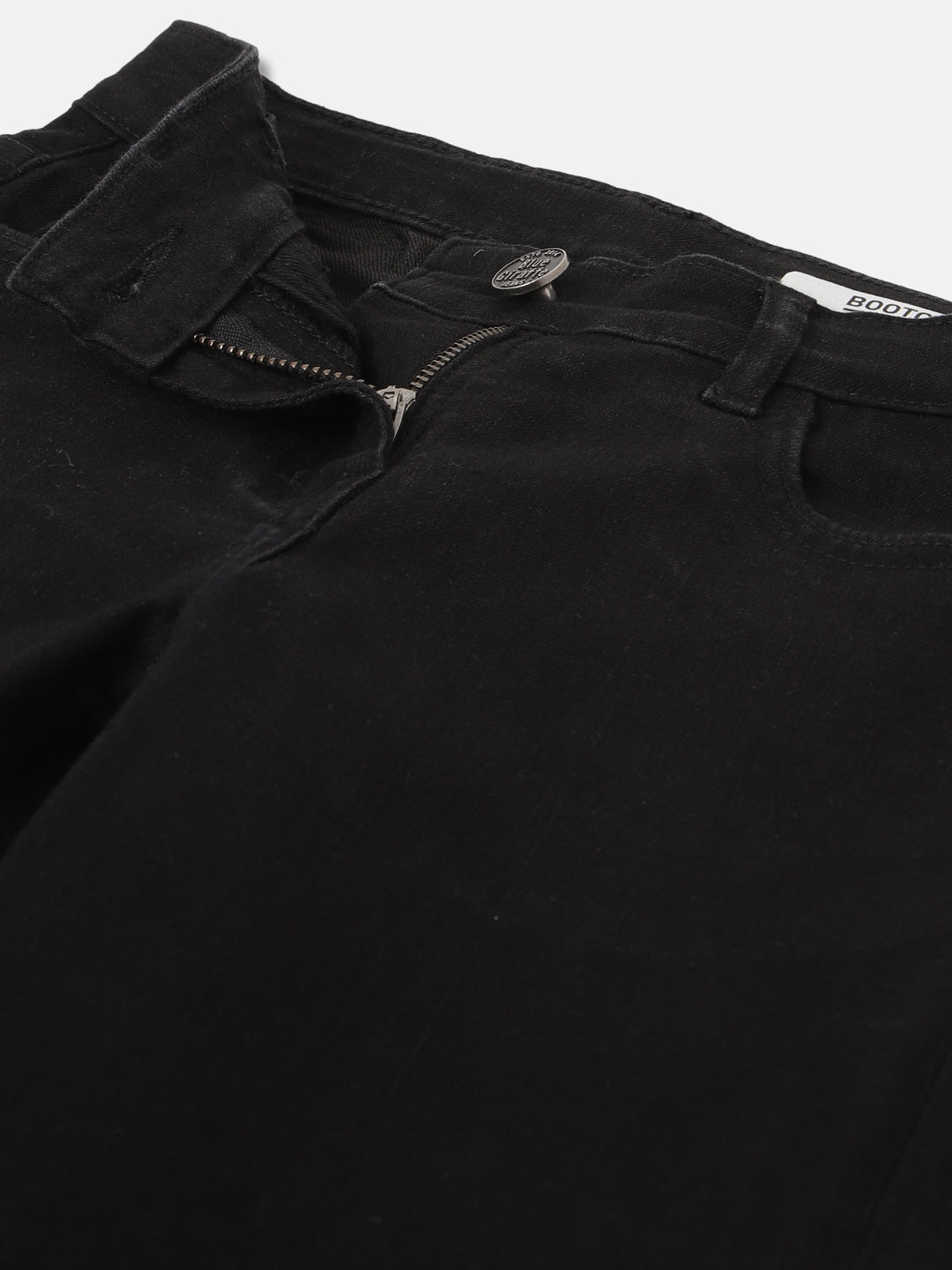 Blue Giraffe Girls Black Solid Bootcut Jeans