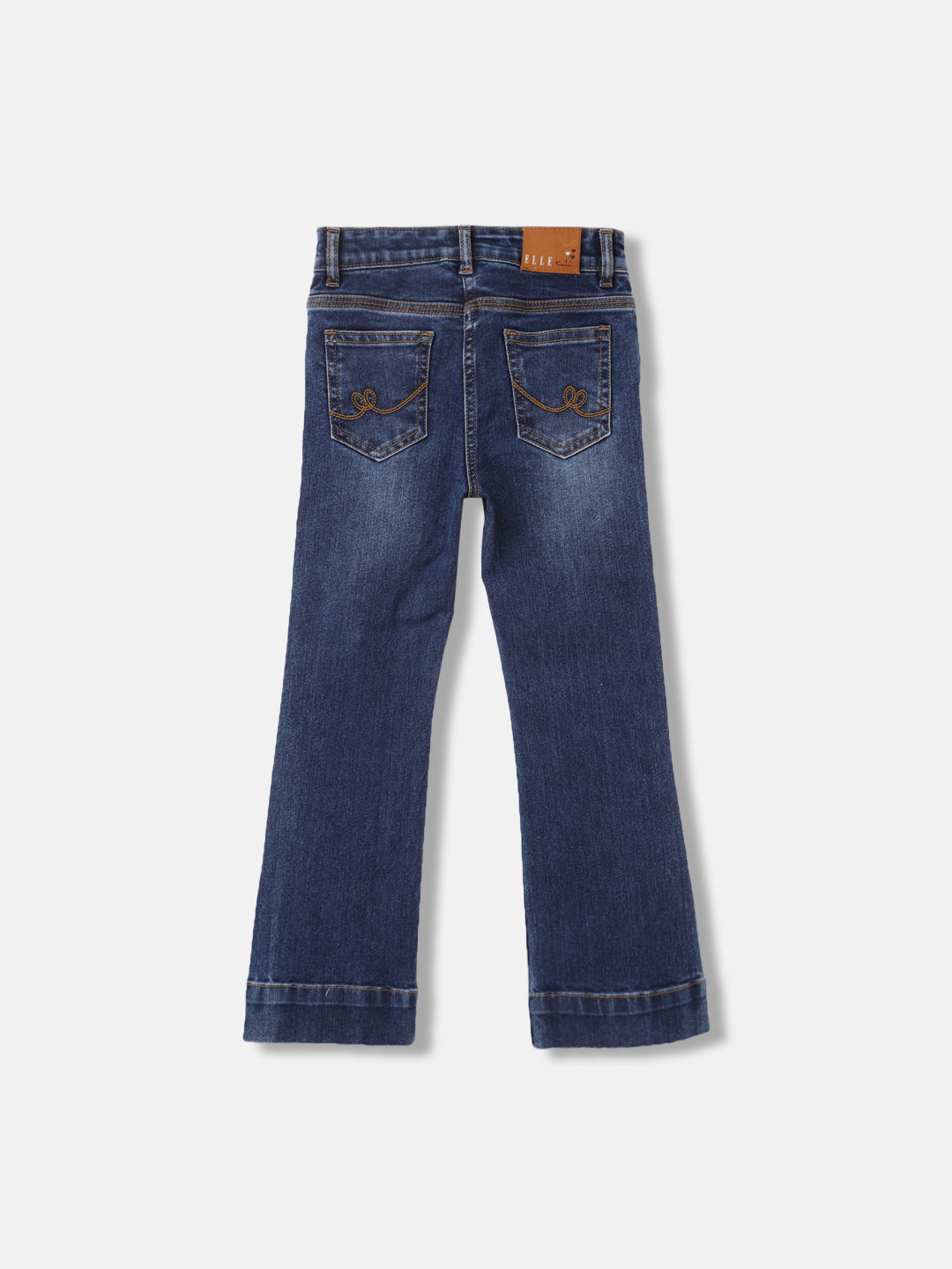 Elle Girls Blue Solid Bootcut Jeans
