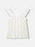 Elle Girls White Striped Scoop Neck Ruffled Sleeves T-shirt