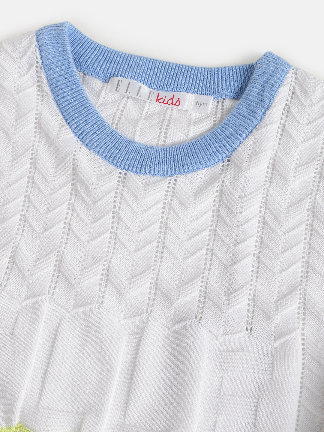 Elle Girls Blue Colour blocked Round Neck Sleeveless T-shirt