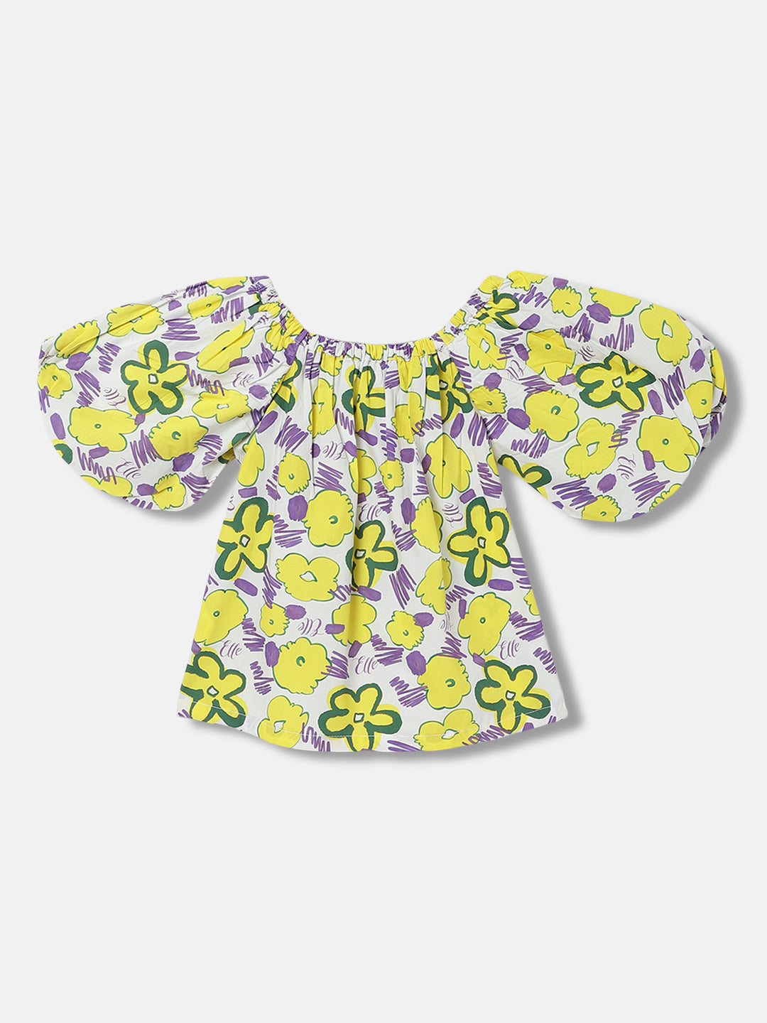 Elle Girls Multi Printed Square neck Short Sleeves Top