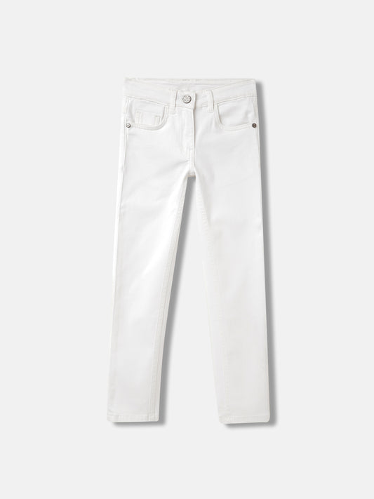 Elle Girls White Solid Skinny Fit Jeans