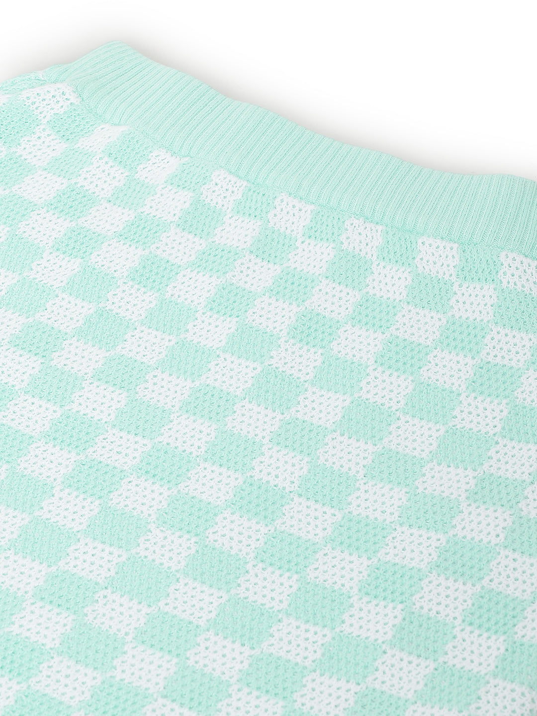 Elle Girls Green Checked Regular Fit Skirt