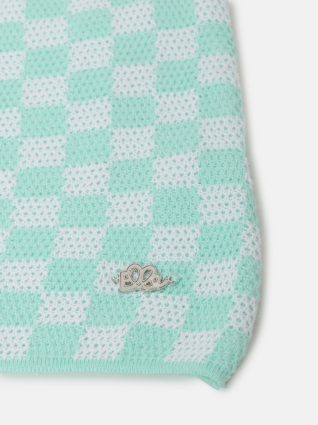 Elle Girls Green Checked Regular Fit Skirt