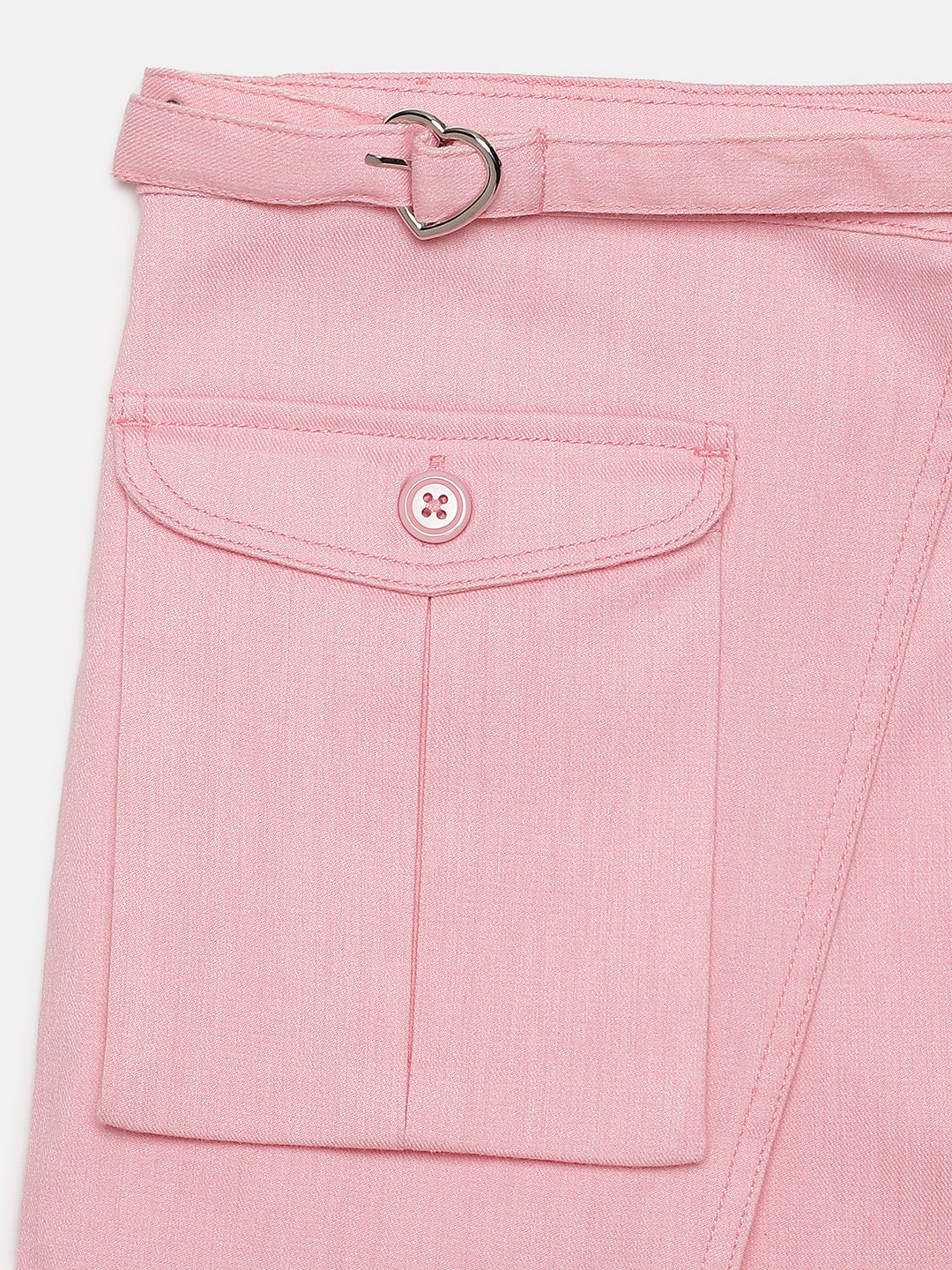 Elle Girls Pink Solid Regular Fit Skirt