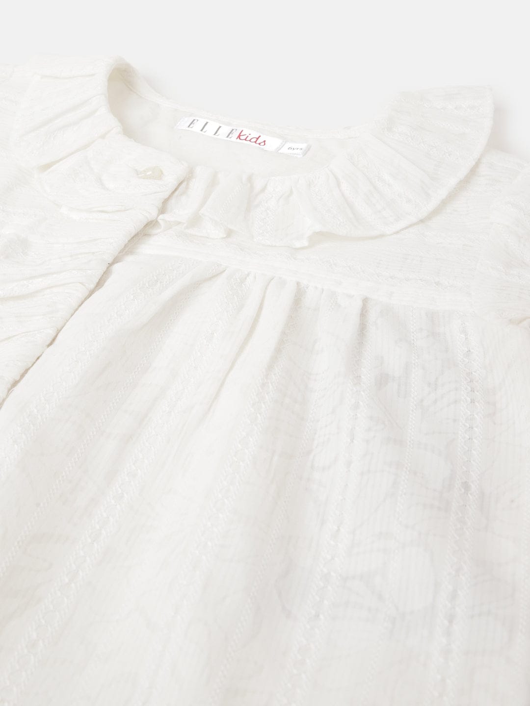 Elle Girls White Solid Round Neck Short Sleeves Top