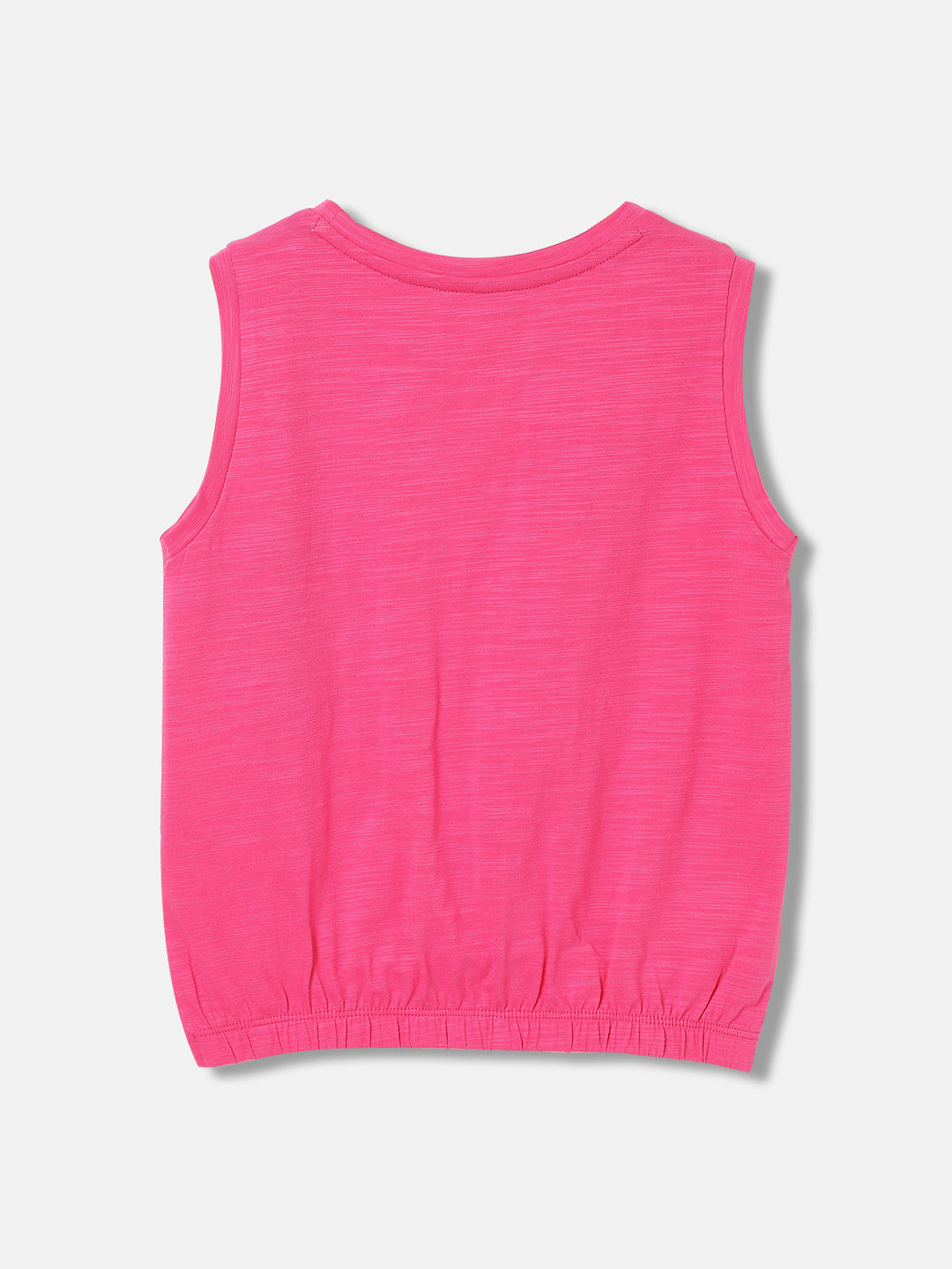 Elle Girls Pink Printed Round Neck Sleeveless T-shirt