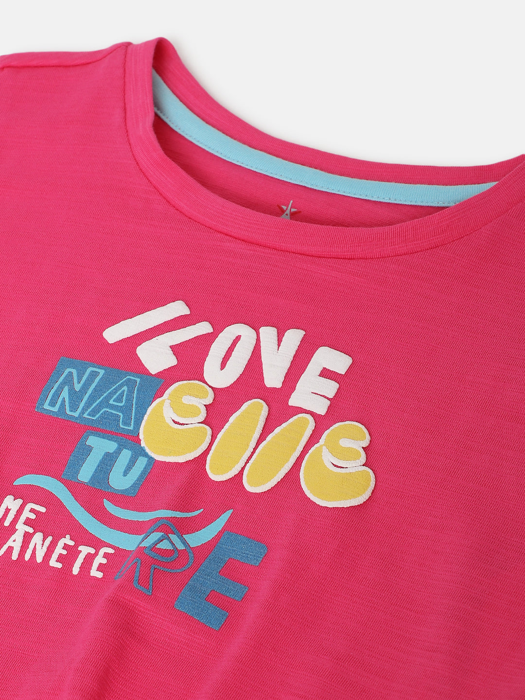 Elle Girls Pink Printed Round Neck Sleeveless T-shirt