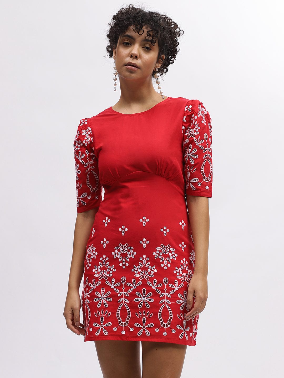 Shop Elle Women Red Round Neck Dress Online – Iconic India