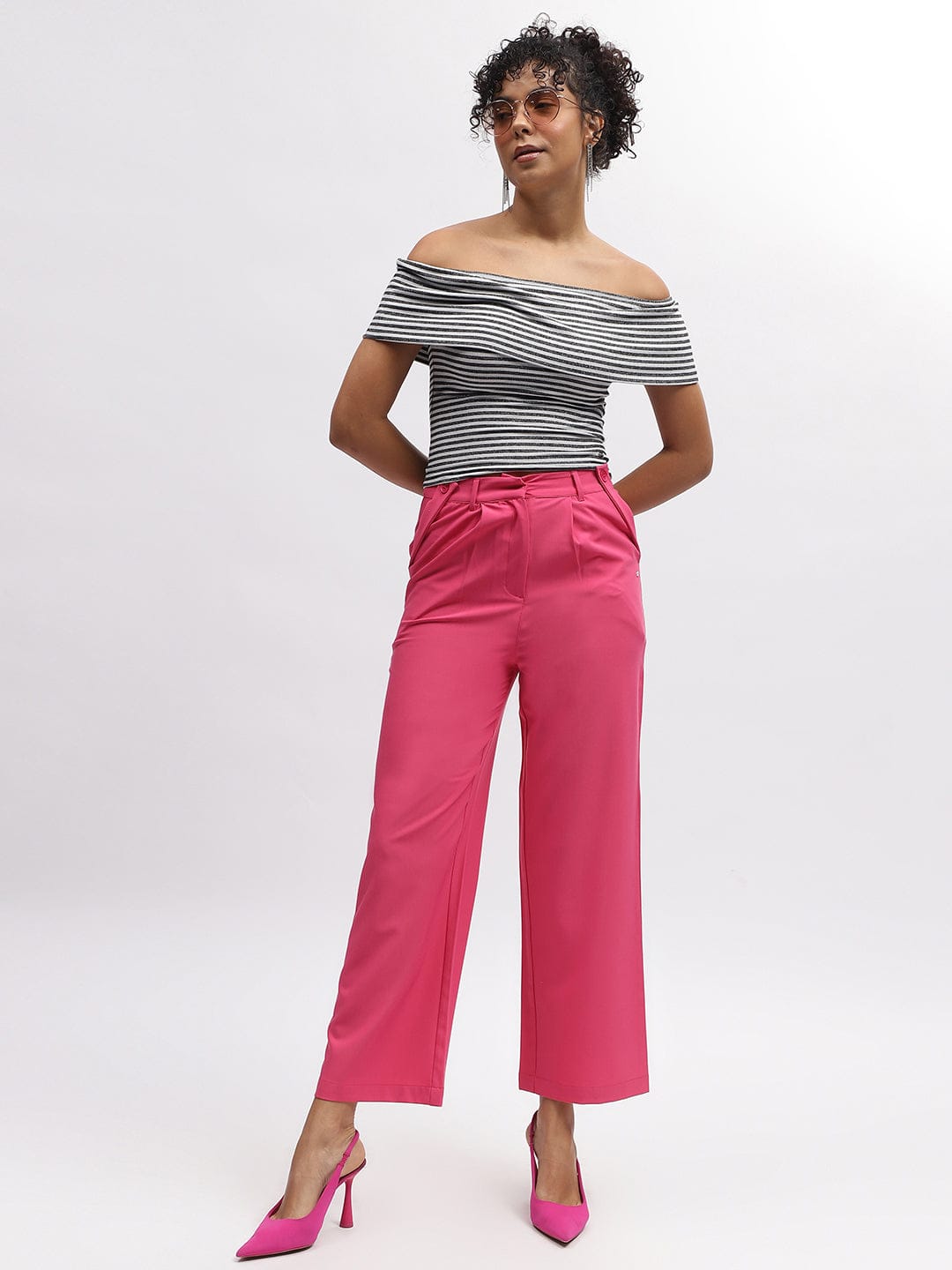 Elle Women Black Off Shoulder Tshirt