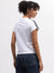 Elle Women White Solid Round Neck Short Sleeves T-Shirt