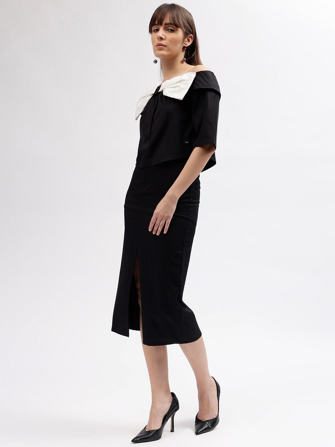 Elle Women Black Off Shoulder Top