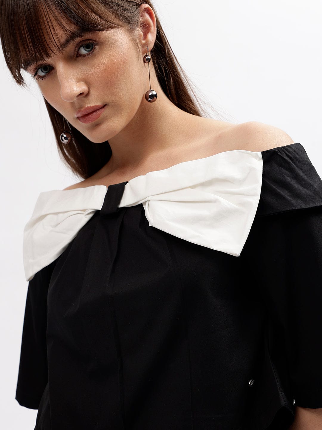 Elle Women Black Off Shoulder Top