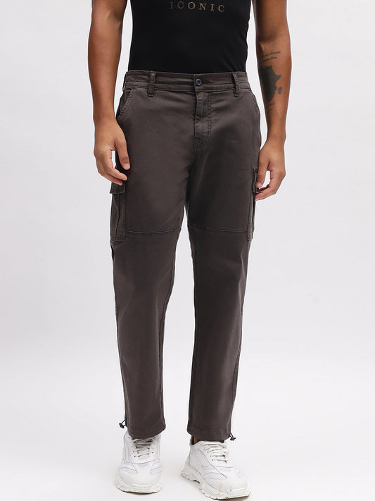 Iconic Men Black Cargo Fit Trouser