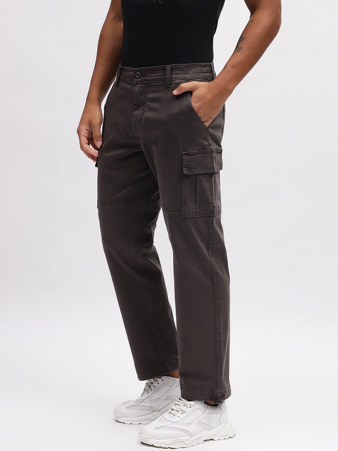Iconic Men Black Cargo Fit Trouser