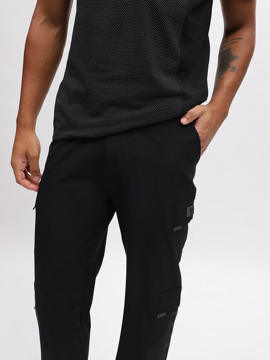 Iconic Men Black Cargo Fit Trouser