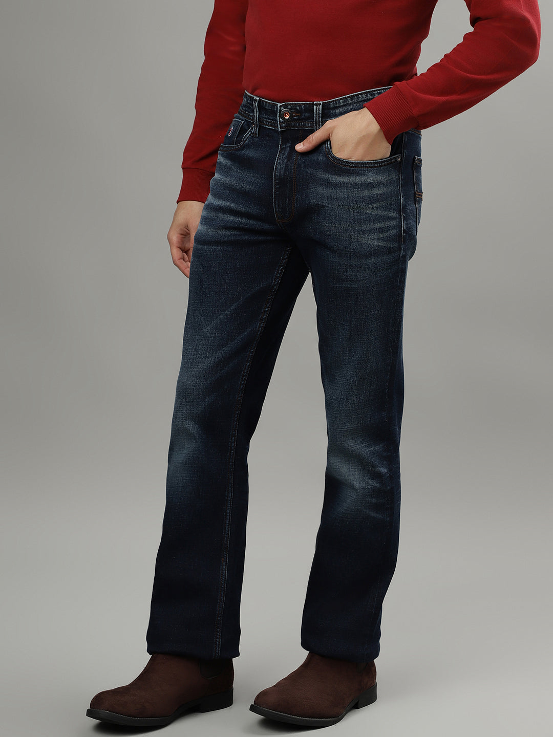 Iconic Men Blue Bootcut Jeans