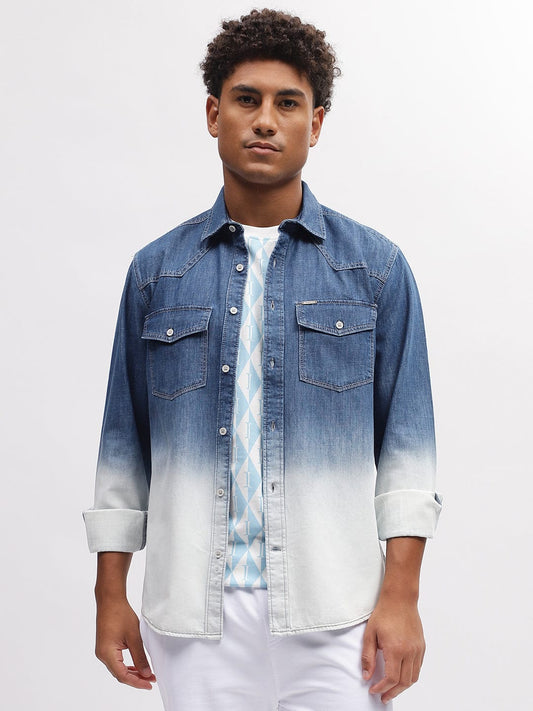 Iconic Men Blue Shirt Collar Shirt