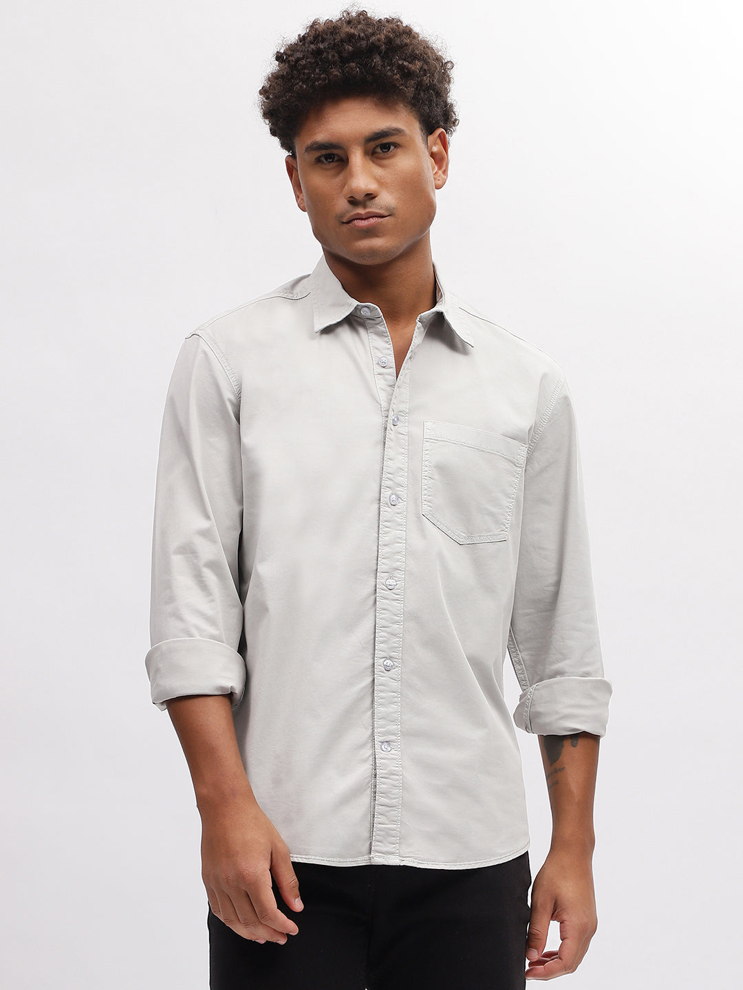 Iconic Men Grey Shirt Collar Shirt