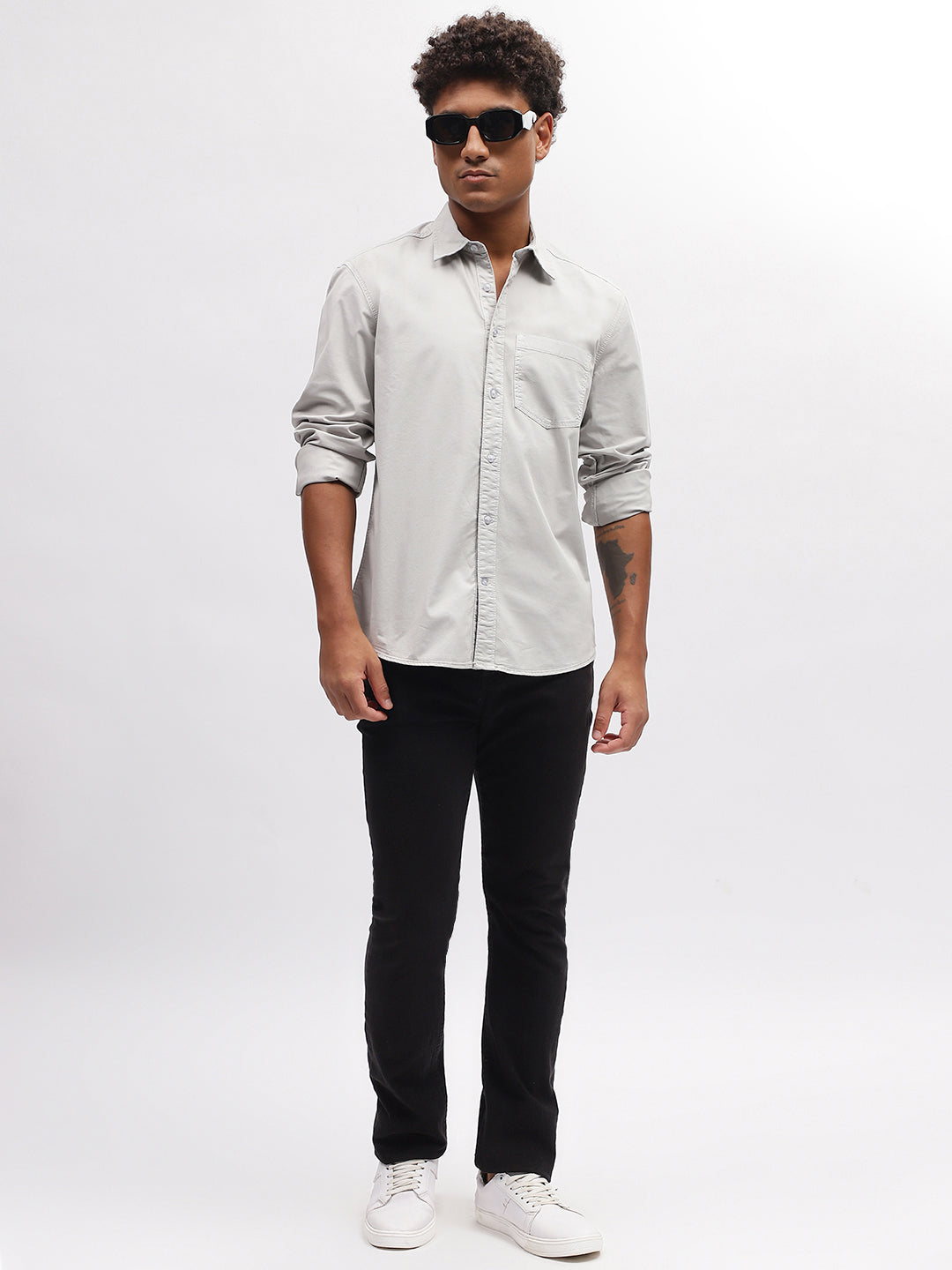 Iconic Men Grey Shirt Collar Shirt