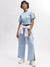 Iconic Women Blue Solid Regular Fit Trouser