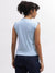 Iconic Women Blue Solid Round Neck Short Sleeves T-Shirt