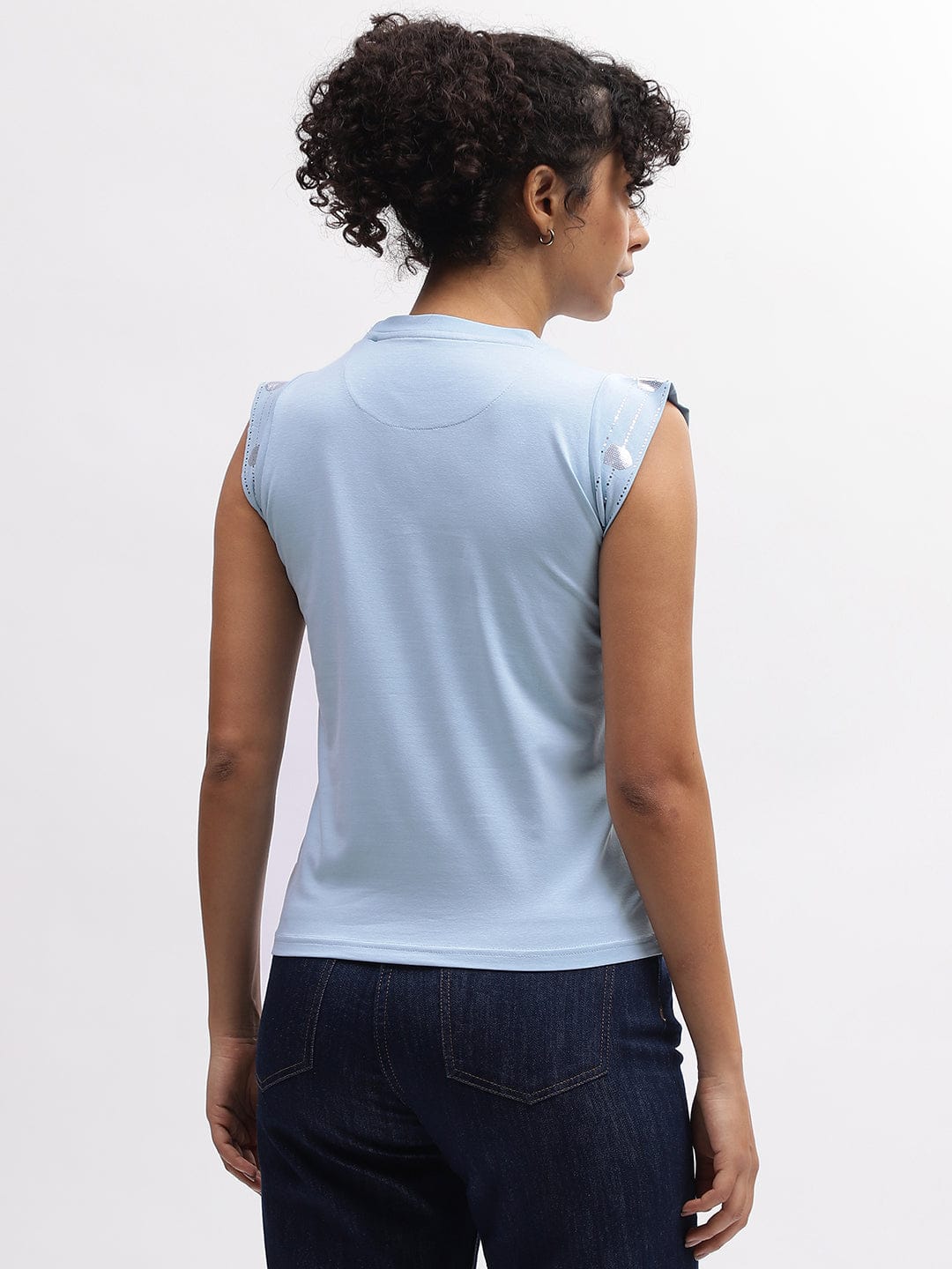 Iconic Women Blue Round Neck Tshirt