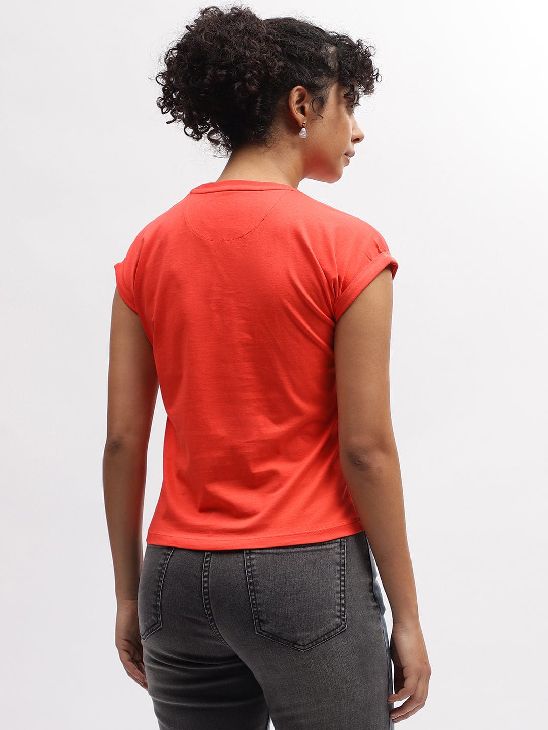 Iconic Women Beige Round Neck Tshirt