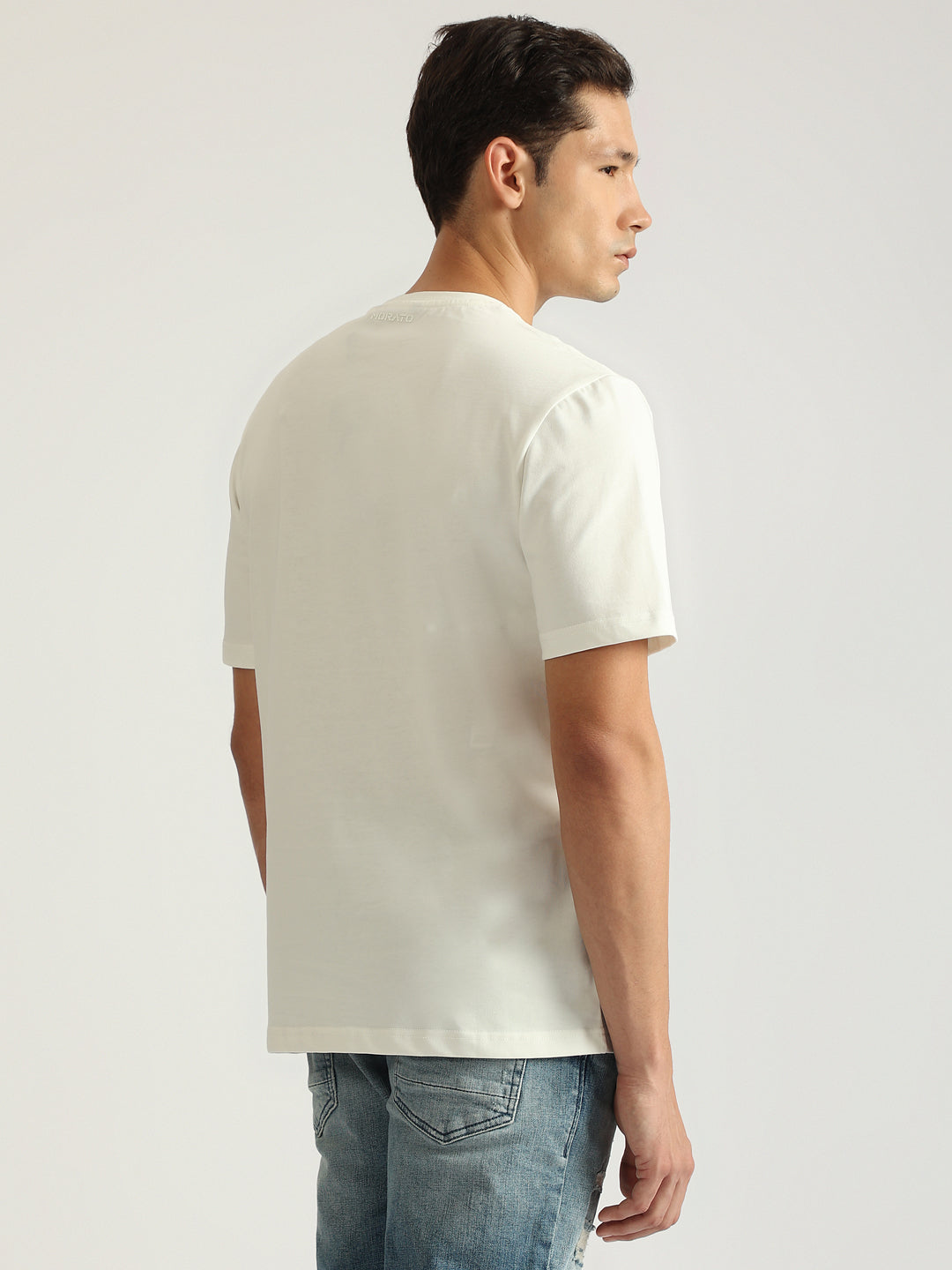 Antony Morato Men Off White Printed Round Neck Short Sleeves Tshirt