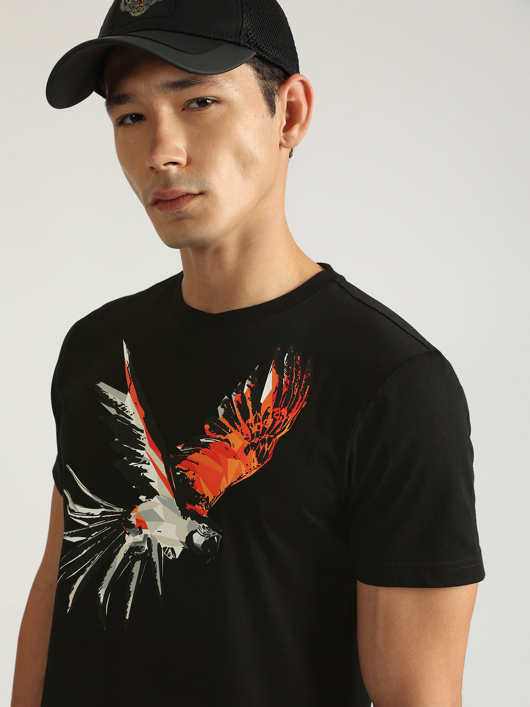 Antony Morato Men Black Printed Round Neck Short Sleeves Tshirt