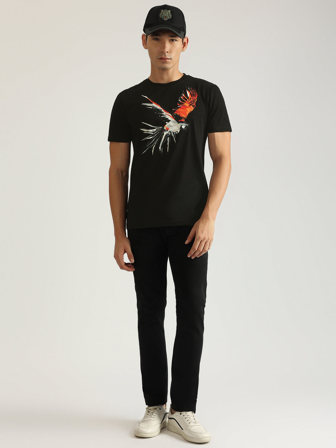 Antony Morato Men Black Printed Round Neck Short Sleeves Tshirt