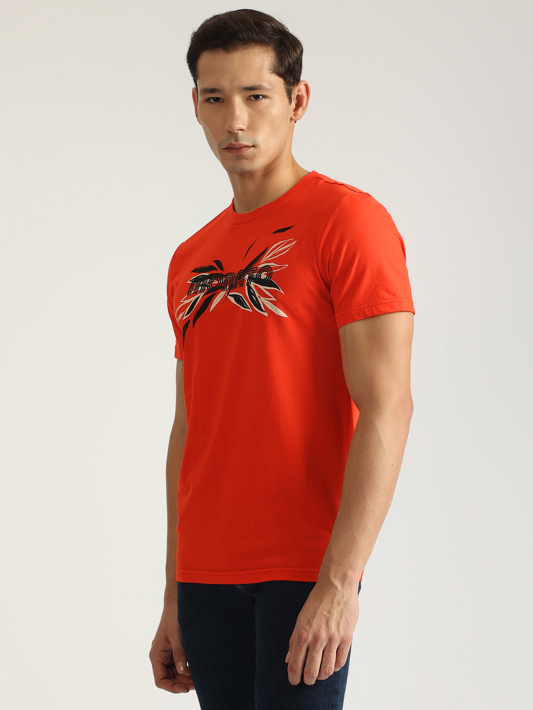 Antony Morato Men Red Printed Round Neck Short Sleeves Tshirt