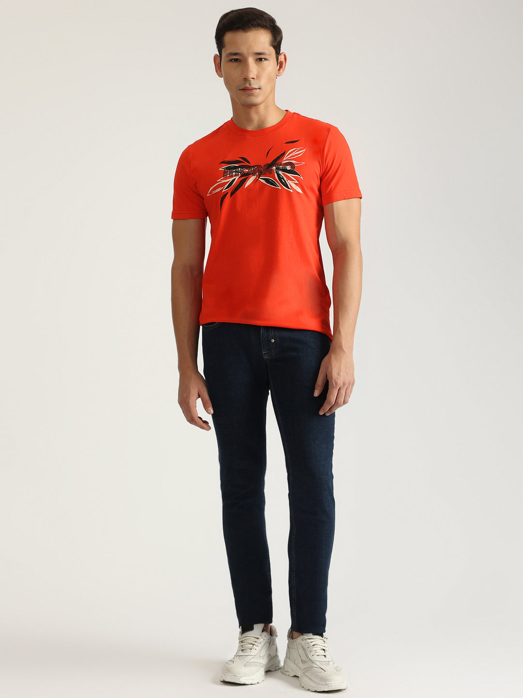 Antony Morato Men Red Printed Round Neck Short Sleeves Tshirt
