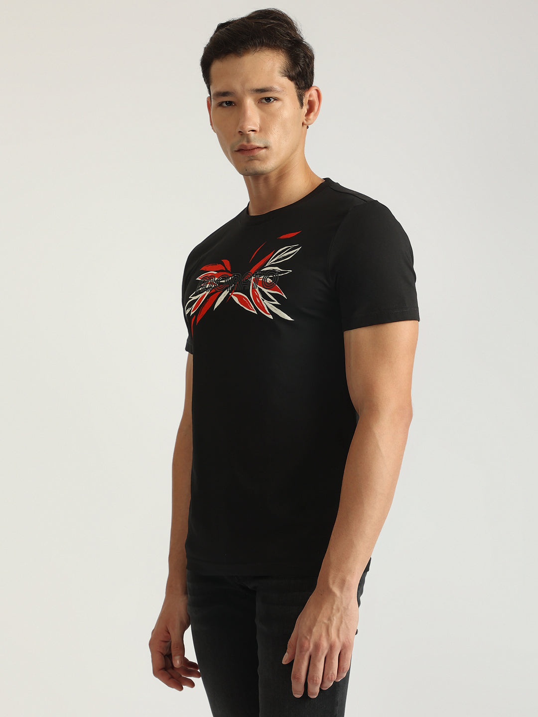 Antony Morato Men Black Printed Round Neck Short Sleeves Tshirt