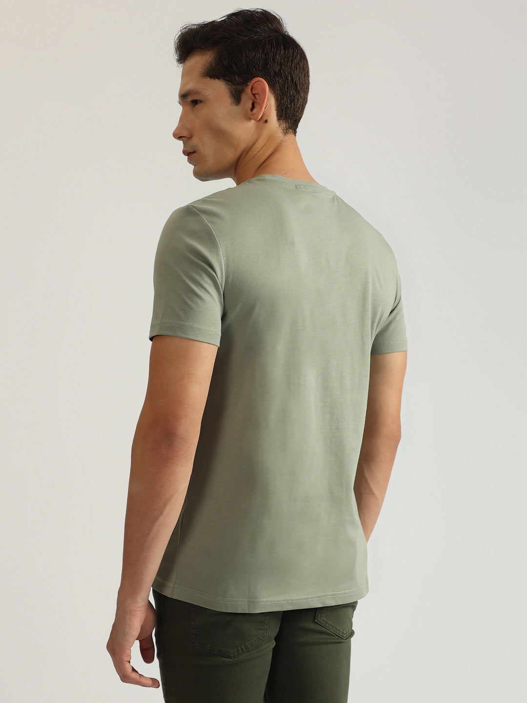 Antony Morato Men Green Printed Round Neck Short Sleeves Tshirt