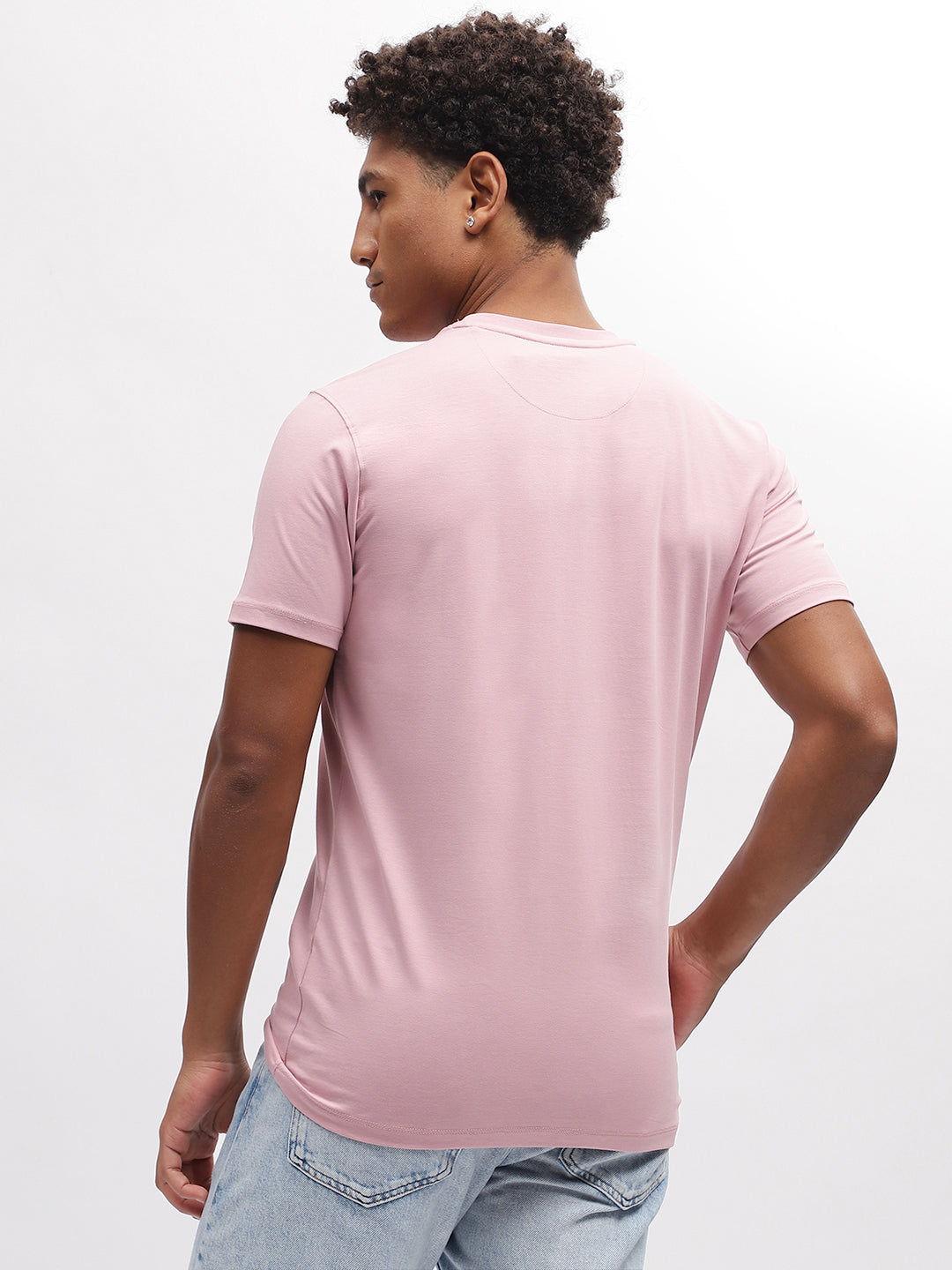 True Religion Men Pink Printed Round Neck Short Sleeves T-Shirt