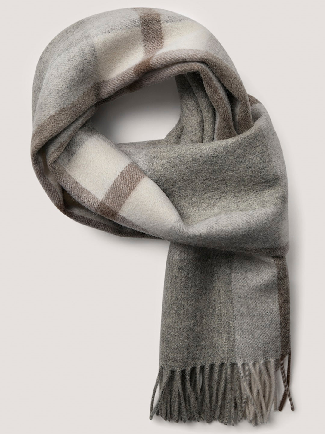 Bruun & Stengade Men Grey Checked Fringed Muffler