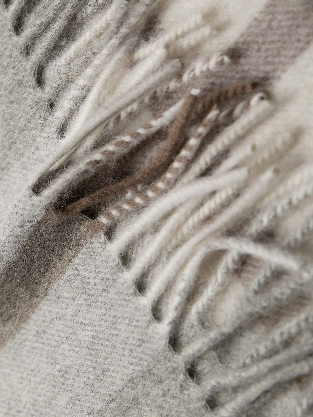 Bruun & Stengade Men Grey Checked Fringed Muffler